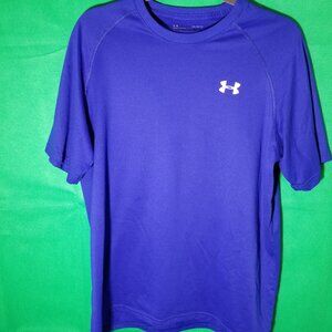 Under Armour Heat Gear Loose Fit Royal Blue Shirt Medium Gym Running Crossfit